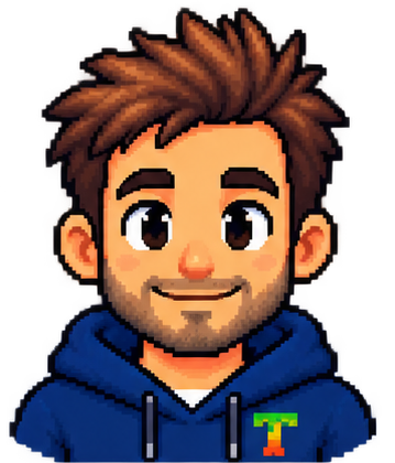 Ted, le coach pixel de Hello Ted, expression neutre